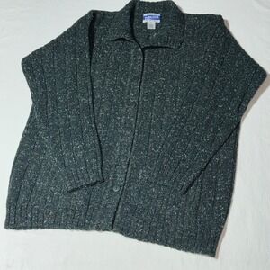 Vintage Pendleton Cardigan Sweater Mens M Green Wool Blend Marl Knit Buttons EUC